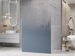 Mexen Kioto Panneau de douche autoportant 130 x 200 cm, ombre bleue 8 mm, nickel brossé - 800-130-002-97-46