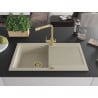 Mexen Leo évier en granit 1 bac avec égouttoir et robinet de cuisine Duero, beige - 6501-69-671600-50