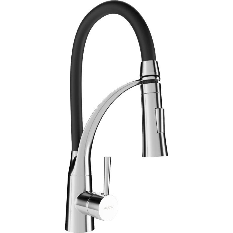 Mexen Aster robinet de cuisine, Chrome/Noir - 73450-07