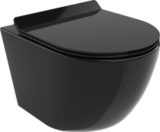 Mexen Lena cuvette WC sans bride avec abattant à descente amortie slim, duroplast, noir brillant - 30224070