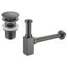 Mexen demi-siphon de lavabo carré avec bouchon clic-clac, avec trop-plein, gun gray brossé - 7992060-66