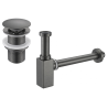 Mexen demi-siphon de lavabo carré avec bouchon clic-clac, sans trop-plein, gun gray brossé - 7991060-66