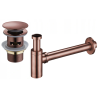 Mexen siphon de lavabo demi-circulaire avec bouchon clic-clac, avec trop-plein, cuivre ancien - 7992050-45