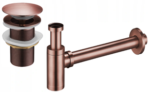 Mexen demi-siphon de lavabo rond avec bouchon clic-clac, sans trop-plein, cuivre antique - 7991050-45
