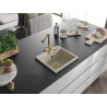 Mexen Milo Évier en granit à 1 bac avec robinet de cuisine Duero, beige - 6505-69-671600-50