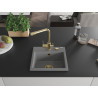 Mexen Milo évier en granit 1 bac avec robinet de cuisine Duero, gris - 6505-71-671600-50