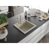 Mexen Vito évier en granit 1 bac avec robinet de cuisine Duero, beige - 6503-69-671600-69