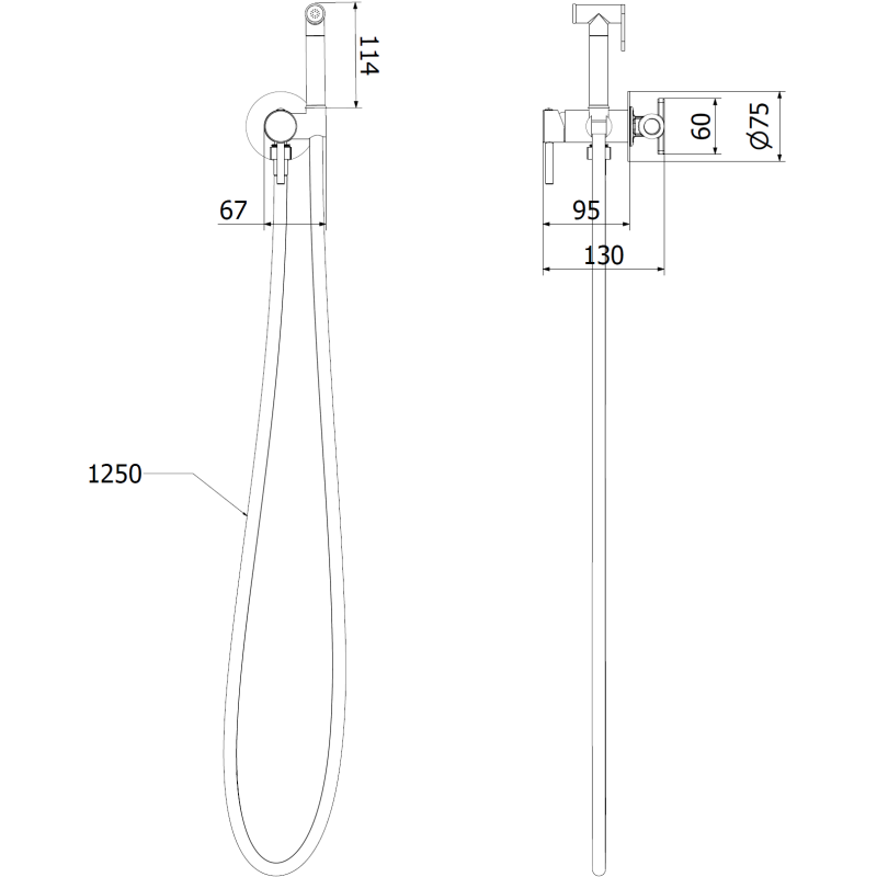 Mexen Elba Robinetterie de bidet encastrée avec ensemble de douchette, chromée - 7599250-00