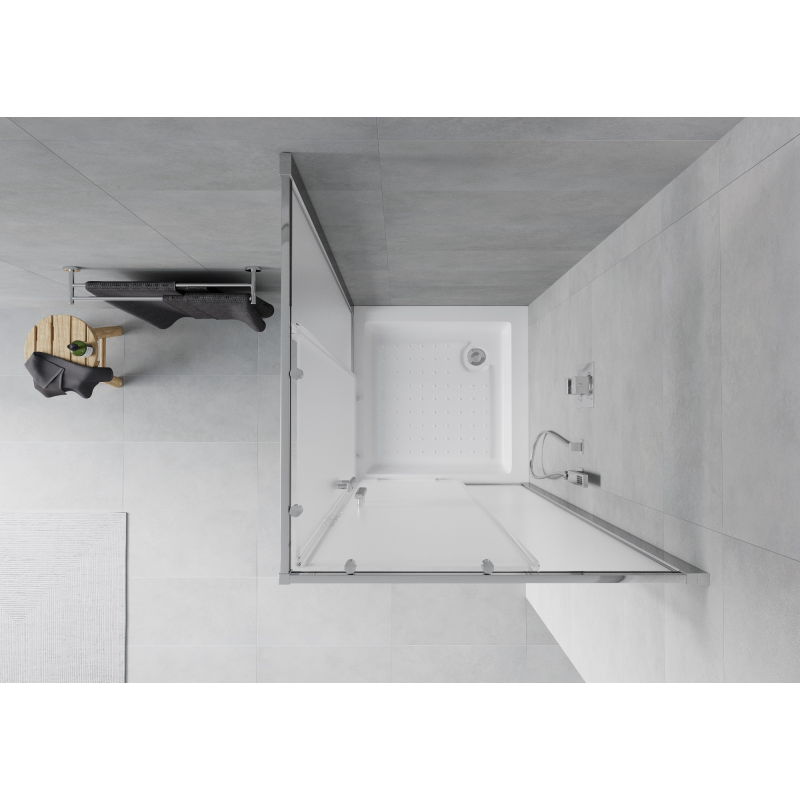 Mexen Rio cabine de douche carrée 90 x 90 cm, givrée, chrome + receveur, blanc - 860-090-090-01-30-4510