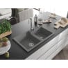 Mexen Tomas évier en granit 2 bacs 800 x 500 mm, gris, siphon chromé - 6516802000-71