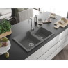 Mexen Tomas évier en granit à 2 bacs 800 x 500 mm, gris, siphon chromé - 6516802000-71