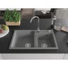 Mexen Tomas évier en granit 2 bacs 800 x 500 mm, gris, siphon chromé - 6516802000-71