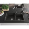 Mexen Tomas évier en granit 2 bacs 800 x 500 mm, noir/or métallisé, siphon chromé - 6516802000-75