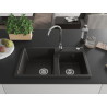 Mexen Tomas évier en granit à 2 bacs 800 x 500 mm, noir/or métallisé, siphon chromé - 6516802000-75