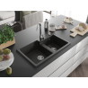 Mexen Tomas évier en granit à 2 bacs 800 x 500 mm, noir/or métallisé, siphon chromé - 6516802000-75