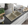 Mexen Tomas évier en granit 2 bacs 800 x 500 mm, beige, siphon doré - 6516802000-69-G