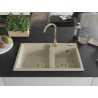 Mexen Tomas évier en granit à 2 cuves 800 x 500 mm, beige, siphon doré - 6516802000-69-G
