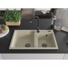 Mexen Tomas évier en granit à 2 bacs 800 x 500 mm, beige, siphon noir - 6516802000-69-B