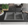 Mexen Tomas évier granit 2 bacs 800 x 500 mm, gris, siphon noir - 6516802000-71-B