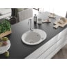 Mexen Kevin évier en granit 1 bac avec égouttoir 586 x 458 mm, blanc, siphon chromé - 6517581005-20