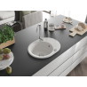 Mexen Kevin évier en granit à 1 bac avec égouttoir 586 x 458 mm, blanc, siphon chromé - 6517581005-20