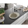 Mexen Kevin évier en granit 1 bac avec égouttoir 586 x 458 mm, beige, siphon chromé - 6517581005-69
