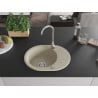 Mexen Kevin évier en granit 1 bac avec égouttoir 586 x 458 mm, beige, siphon chromé - 6517581005-69
