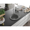 Mexen Kevin évier en granit 1 bac avec égouttoir 586 x 458 mm, gris, siphon chromé - 6517581005-71