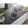 Mexen Kevin évier en granit à 1 bac avec égouttoir 586 x 458 mm, gris, siphon chromé - 6517581005-71