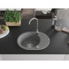 Mexen Kevin évier en granit à 1 bac avec égouttoir 586 x 458 mm, gris, siphon chromé - 6517581005-71
