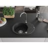 Mexen Kevin évier en granit 1 bac avec égouttoir 586 x 458 mm, noir/métallisé argent, siphon chromé - 6517581005-73