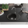 Mexen Kevin évier en granit 1 bac avec égouttoir 586 x 458 mm, noir/doré métallique, siphon chromé - 6517581005-75