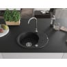 Mexen Kevin évier en granit à 1 bac avec égouttoir 586 x 458 mm, noir, siphon chromé - 6517581005-77