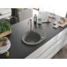 Mexen Kevin évier en granit 1 bac avec égouttoir 586 x 458 mm, gris, siphon doré - 6517581005-71-G
