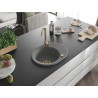 Mexen Kevin évier en granit à 1 bac avec égouttoir 586 x 458 mm, gris, siphon doré - 6517581005-71-G