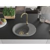 Mexen Kevin évier en granit 1 bac avec égouttoir 586 x 458 mm, gris, siphon doré - 6517581005-71-G