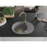 Mexen Kevin évier en granit à 1 bac avec égouttoir 586 x 458 mm, gris, siphon doré - 6517581005-71-G