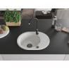 Mexen Kevin Évier en granit 1 bac avec égouttoir 586 x 458 mm, blanc, siphon noir - 6517581005-20-B