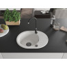 Mexen Kevin Évier en granit à 1 bac avec égouttoir 586 x 458 mm, blanc, siphon noir - 6517581005-20-B