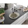 Mexen Kevin évier en granit 1 bac avec égouttoir 586 x 458 mm, beige, siphon noir - 6517581005-69-B