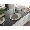 Mexen Kevin Évier en granit 1 cuve avec égouttoir 586 x 458 mm, beige, siphon noir - 6517581005-69-B
