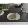 Mexen Kevin évier en granit 1 bac avec égouttoir 586 x 458 mm, beige, siphon noir - 6517581005-69-B