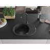 Mexen Kevin évier en granit 1 bac avec égouttoir 586 x 458 mm, noir/or métallisé, siphon noir - 6517581005-75-B
