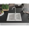 Mexen Carlos évier en granit 1,5 bac 582 x 475 mm, blanc, siphon chromé - 6518581500-20