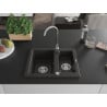 Mexen Carlos évier en granit 1,5 bac 582 x 475 mm, noir/or métallique, siphon chrome - 6518581500-75