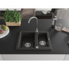 Mexen Carlos évier en granit 1,5 cuves 582 x 475 mm, noir/doré métallique, siphon chromé - 6518581500-75
