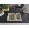 Mexen Carlos évier en granit 1,5 bac 582 x 475 mm, beige, siphon noir - 6518581500-69-B
