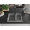 Mexen Carlos évier en granit 1,5 bacs 582 x 475 mm, gris, siphon noir - 6518581500-71-B