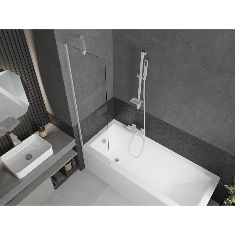 Mexen Next paroi de baignoire 1 volet 50 x 150 cm, transparent, blanc - 895-050-000-00-00-20
