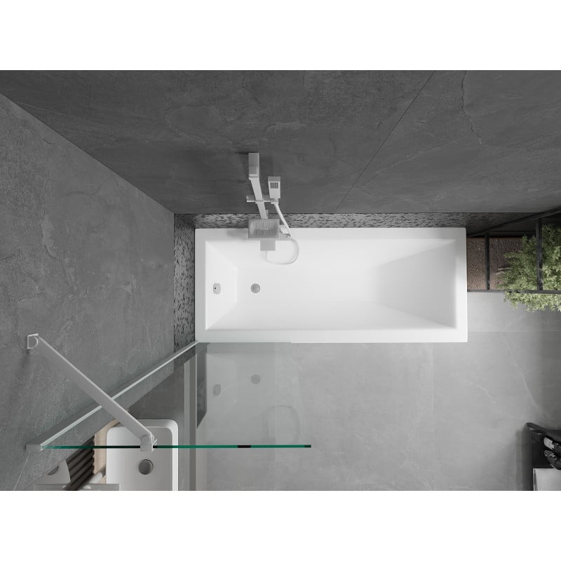 Mexen Next pare-douche de baignoire à 1 vantail 60 x 150 cm, transparent, blanc - 895-060-000-00-00-20